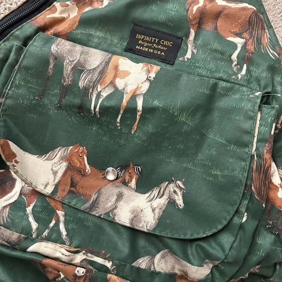 Green Horse Print Small Backpack - Picture 2 of 4